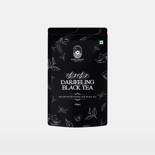 Happy Valley's branding on a Darjeeling Black Tea Second Flush Whole Leaf Black Tea